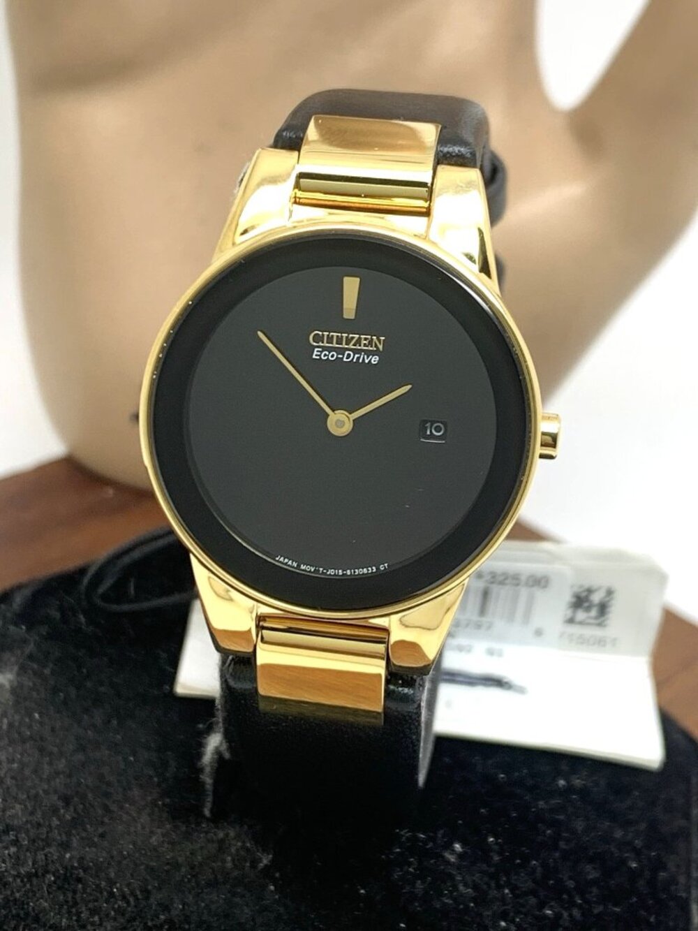 Citizen Women's Watch Eco-Drive Axiom GA1052-04E Gold Tone Case Black Dial 30mm